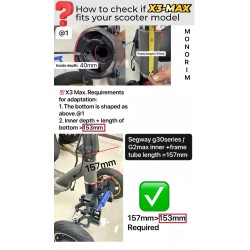 Monorim X3 Max Air predno okachvane s dve kola za Ninebot Max G30 & podobni skuter – Rezervna chast & amortizator Monorim - 8  