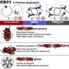Kit completo frenos hidraúlicos Monorim EB01 de 4 pistones - manetas, pinzas, cable y disco de freno Monorim - 8 Kit completo fr