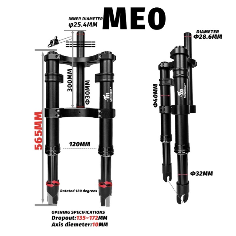 Suspensión delantera Monorim ME0 Air - Hidraulic version 565mm x 165mm  - 2 
Compatibilidad: suspensión delantera Monorim ME0 Ai