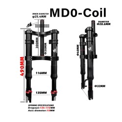 Suspension avant Monorim MD0 Coil Spring 490mm x 165mm  - 15 
Compatibilite: suspension avant Monorim MD0 Coil Spring 490mm x 16