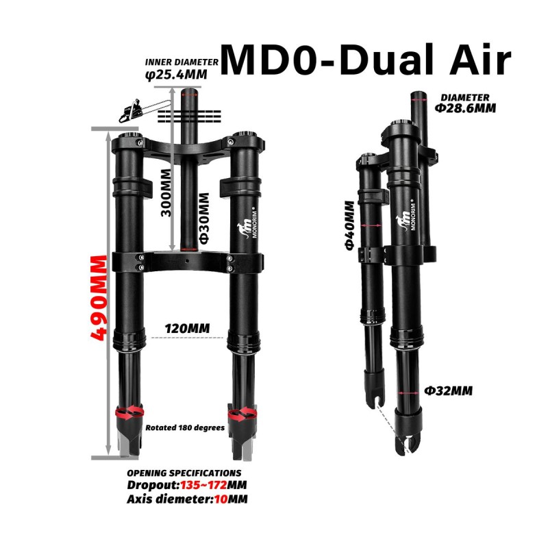 Monorim MD0 Dual Air Version 490mm x 165mm voorvorkvering  - 10 
Compatibiliteit: bedoeld voor configuraties met maat 490mm x 16