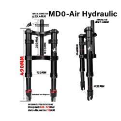 Sospensione anteriore Monorim MD0 Air Hydraulic 490mm x 165mm  - 2 
Compatibilita: per montaggi compatibili con forcella Monorim