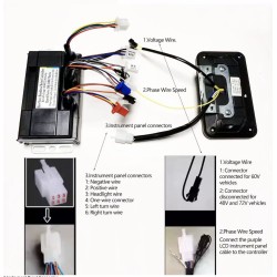 Sinusovy bezkefovy regulator motora set 48V 84V 50A 3000W s plynom a displejom  - 12 Zoznam produktov

50A regulátor + 1 plynová