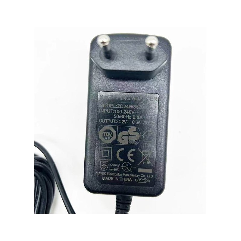 Dammsugar-laddare 34,2V 0,6A (ZD24W342060EU) nätadapter  - 1 34,2V 0,6A kompatibel: för dammsugare som kräver dessa specifikatio
