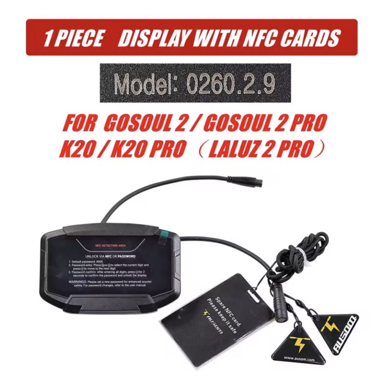 Display för elscooter AUSOM K20, K20 PRO, GOSOUL 2, GOSOUL 2 PRO, LALUZ 2 PRO eller liknande - modell 0260.2.9  - 1 Avsedd för A
