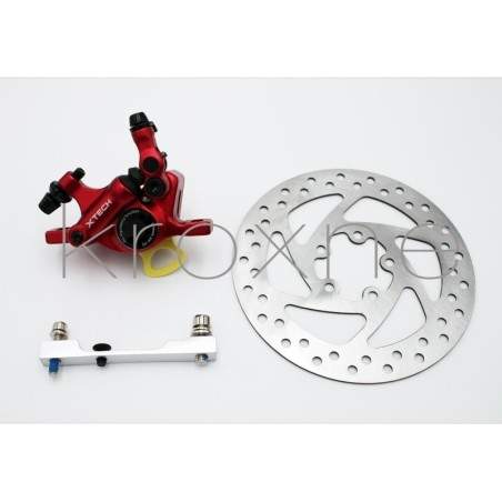 Komplett rødt xTech caliper bremsesett for Xiaomi M365, 1S, Pro2 eller M365 Pro ZOOM xTech - 2 Zoom Xtech HB100 rødbremsinstalla