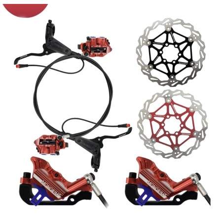 Komplett Monorim EB01 4 dugattyús hidraulikus fékkészlet - karok, féknyergek, kábel és féktárcsa Monorim - 1 Komplett Monorim EB