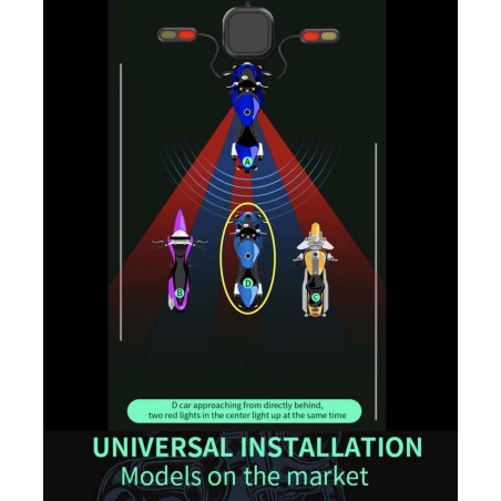 Vandtæt blindvinkeldetektionssystem (130º vinkel) til scooter, cykel eller motorcykel KROXNE - 4  